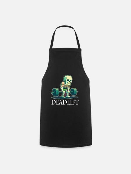 Deadlift Skeleton Bodybuilding Sport Deadlift - Cooking Apron - black