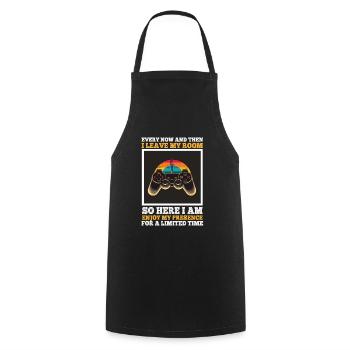 Every Now And Then I Leave My Room Gamer Gaming - Cooking Apron - black - Front - AI Model Male 185 dark (185cm)