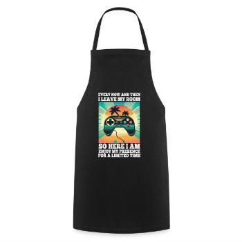 Every Now And Then I Leave My Room Gamer Gaming - Cooking Apron - black - Front - AI Model Male 185 dark (185cm)
