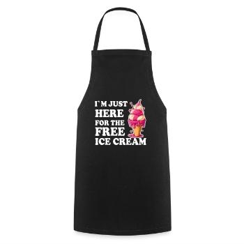Eis Eiscreme Soft Eis Ich bin wegen dem Eis hier - Kochschürze - Schwarz - Vorne - AI Model Male 185 dark (185cm)