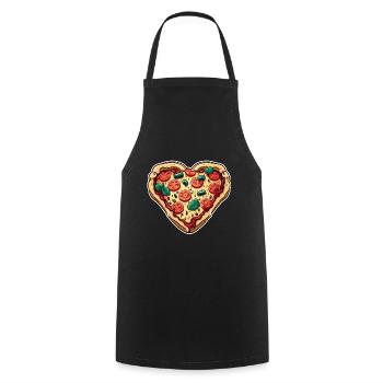 Pizza is my Valentine Fastfood Pizzaliebe Herz - Kochschürze - Schwarz - Vorne - AI Model Male 185 dark (185cm)