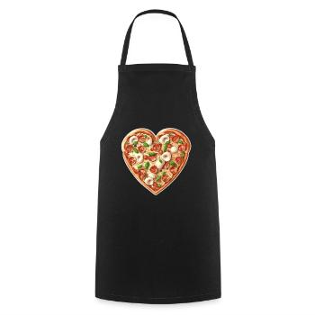 Pizza is my Valentine Fastfood Pizzaliebe Herz - Kochschürze - Schwarz - Vorne - AI Model Male 185 dark (185cm)
