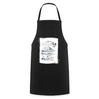 Fuji Cherry Blossoms Cherry Tree Japan Natural - Cooking Apron - black - Front - AI Model Male 185 dark (185cm)