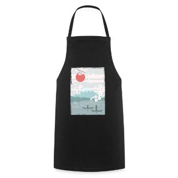 Cherry Blossoms Fuji Cherry Tree Japan Natural - Cooking Apron - black - Front - AI Model Male 185 dark (185cm)