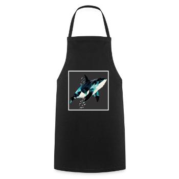 Wal Orca Polygon Geometrisch Unterwasserwelt Ozean - Kochschürze - Schwarz - Vorne - AI Model Male 185 dark (185cm)