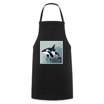 Wal Orca Polygon Geometrisch Unterwasserwelt Ozean - Kochschürze - Schwarz - Vorne - AI Model Male 185 dark (185cm)