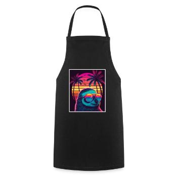 Vaporwave Retro Faultier Tiermotiv Strand Neon - Kochschürze - Schwarz - Vorne - AI Model Male 185 dark (185cm)
