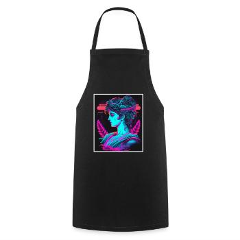 Vaporwave Griechische Mythologie Gott Neon Olymp - Kochschürze - Schwarz - Vorne - AI Model Male 185 dark (185cm)