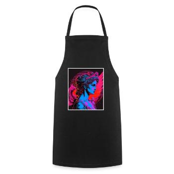 Vaporwave Griechische Mythologie Gott Neon Olymp - Kochschürze - Schwarz - Vorne - AI Model Male 185 dark (185cm)