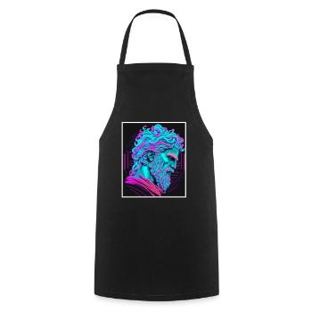 Vaporwave Griechische Mythologie Gott Neon Olymp - Kochschürze - Schwarz - Vorne - AI Model Male 185 dark (185cm)