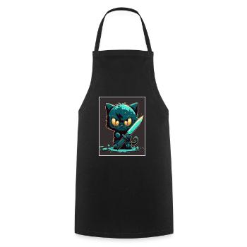 You haven't seen anything Cat Knife Kitten - Cooking Apron - black - Front - AI Model Male 185 dark (185cm)