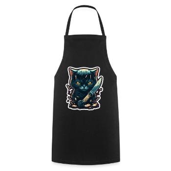 You haven't seen anything Cat Knife Kitten - Cooking Apron - black - Front - AI Model Male 185 dark (185cm)