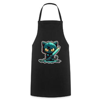 You haven't seen anything Cat Knife Kitten - Cooking Apron - black - Front - AI Model Male 185 dark (185cm)