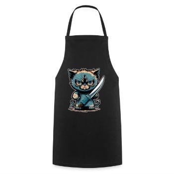 You haven't seen anything Cat Knife Kitten - Cooking Apron - black - Front - AI Model Male 185 dark (185cm)