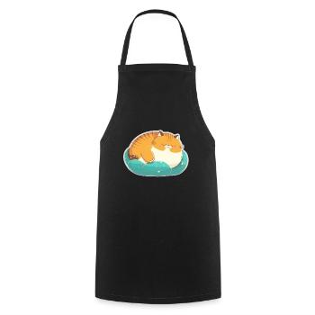 Sleeping Fat Cat Sleep Shirt Cuddly Shirt - Cooking Apron - black - Front - AI Model Male 185 dark (185cm)