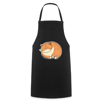 Sleeping Fat Cat Sleep Shirt Cuddly Shirt - Cooking Apron - black - Front - AI Model Male 185 dark (185cm)