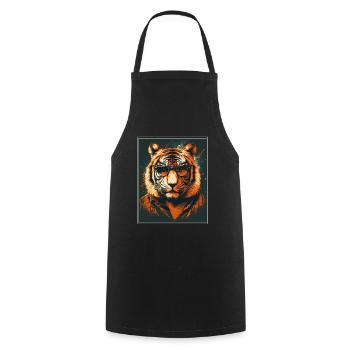 Bengalischer Tiger Katze Boss Chef Raubkatze - Kochschürze - Schwarz - Vorne - AI Model Male 185 dark (185cm)