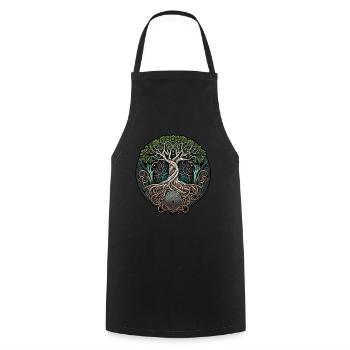 Arbre de vie Vikings celtiques - Tablier de cuisine - noir - Devant - AI Model Male 185 dark (185cm)