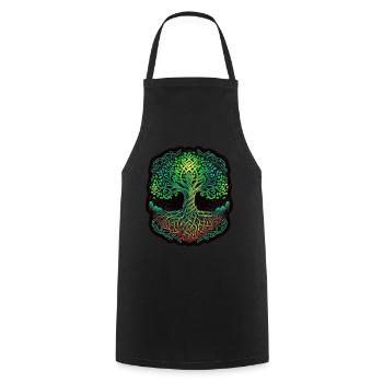 Baum des Lebens Tree of Life Keltisch Wikinger - Kochschürze - Schwarz - Vorne - AI Model Male 185 dark (185cm)