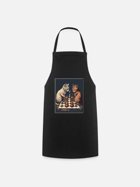 Cats Chess Kitten Chess Player Queen King - Cooking Apron - black