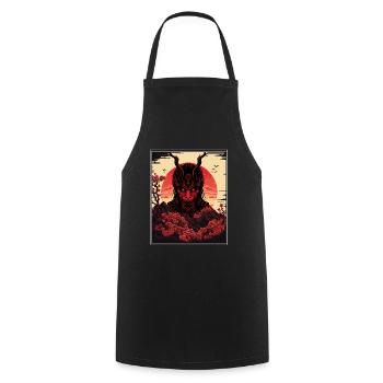 Japon Démon Japonais Cerisier Fleur Montagnes Rétro - Tablier de cuisine - noir - Devant - AI Model Male 185 dark (185cm)