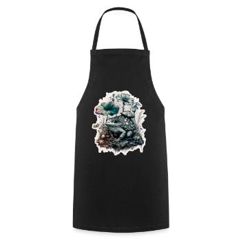 Cottagecore Garden Nature Frog Mushrooms Forest Plant - Cooking Apron - black - Front - AI Model Male 185 dark (185cm)