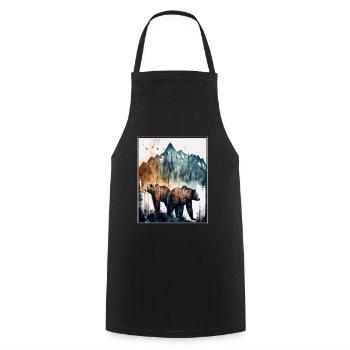 Bear Environment Forest Mountains Environmental protection Species protection - Cooking Apron - black - Front - AI Model Male 185 dark (185cm)