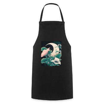 Mondblume Moonflower Mond Japanisch Vaporwave - Kochschürze - Schwarz - Vorne - AI Model Male 185 dark (185cm)
