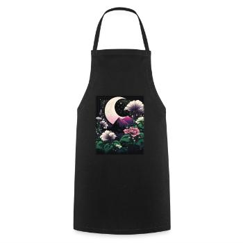 Mondblume Moonflower Mond Japanisch Vaporwave - Kochschürze - Schwarz - Vorne - AI Model Male 185 dark (185cm)