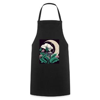 Mondblume Moonflower Mond Japanisch Vaporwave - Kochschürze - Schwarz - Vorne - AI Model Male 185 dark (185cm)