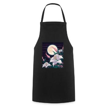 Mondblume Moonflower Mond Japanisch Vaporwave - Kochschürze - Schwarz - Vorne - AI Model Male 185 dark (185cm)