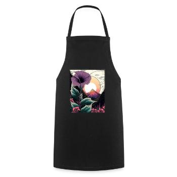 Mondblume Moonflower Mond Japanisch Vaporwave - Kochschürze - Schwarz - Vorne - AI Model Male 185 dark (185cm)