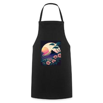 Mondblume Moonflower Mond Japanisch Vaporwave - Kochschürze - Schwarz - Vorne - AI Model Male 185 dark (185cm)