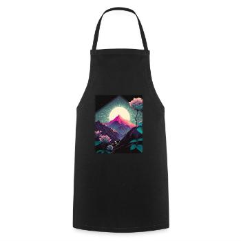 Mondblume Moonflower Mond Japanisch Vaporwave - Kochschürze - Schwarz - Vorne - AI Model Male 185 dark (185cm)
