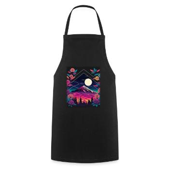 Mondblume Moonflower Mond Japanisch Vaporwave - Kochschürze - Schwarz - Vorne - AI Model Male 185 dark (185cm)