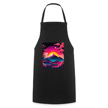 Mondblume Moonflower Mond Japanisch Vaporwave - Kochschürze - Schwarz - Vorne - AI Model Male 185 dark (185cm)