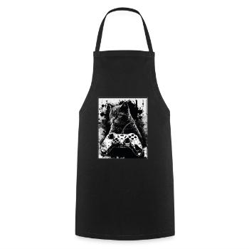 Cats and Gaming Cat Kitten Controller Gaming - Cooking Apron - black - Front - AI Model Male 185 dark (185cm)