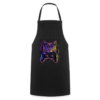 Cats and Gaming Cat Kitten Controller Gaming - Cooking Apron - black - Front - AI Model Male 185 dark (185cm)