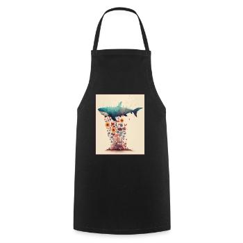 Shark Ocean Plants Flowers Maritime Deep Sea Climate - Cooking Apron - black - Front - AI Model Male 185 dark (185cm)