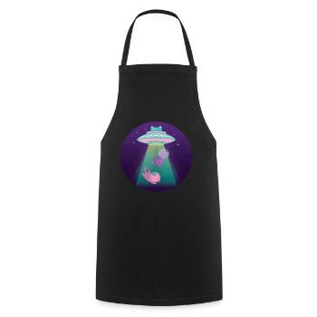 Cats UFO Spaceship Cat Space - Cooking Apron - black - Front - AI Model Male 185 dark (185cm)