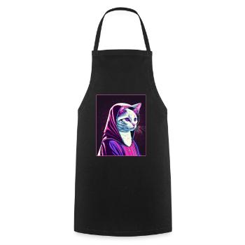 Cat Nun Church Vaporwave Religion Chaton - Tablier de cuisine - noir - Devant - AI Model Male 185 dark (185cm)