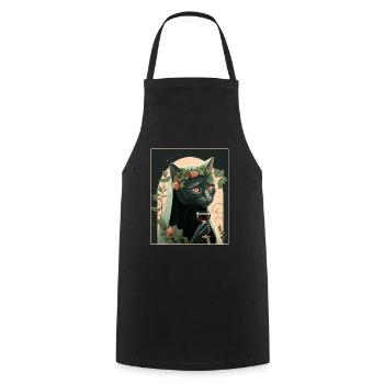 Cat Nun Church Vaporwave Religion Chaton - Tablier de cuisine - noir - Devant - AI Model Male 185 dark (185cm)