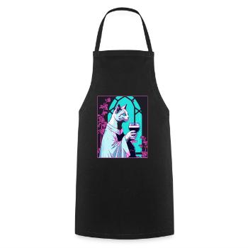 Cat Nun Church Vaporwave Religion Chaton - Tablier de cuisine - noir - Devant - AI Model Male 185 dark (185cm)