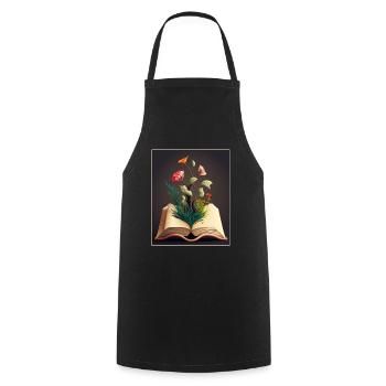 Leser Leserin Bücher Pflanzen Blumen Autor - Kochschürze - Schwarz - Vorne - AI Model Male 185 dark (185cm)