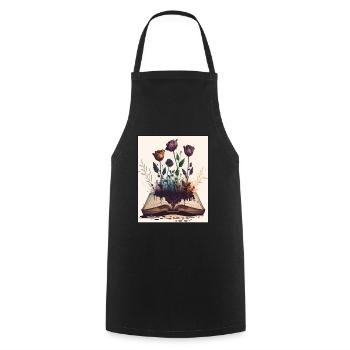 Leser Leserin Bücher Pflanzen Blumen Autor - Kochschürze - Schwarz - Vorne - AI Model Male 185 dark (185cm)