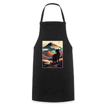 Cat Kitten Mountains Randonnée Escalade en plein air - Tablier de cuisine - noir - Devant - AI Model Male 185 dark (185cm)