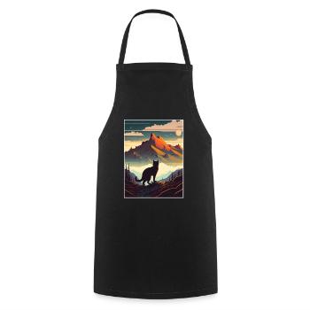 Cat Kitten Mountains Randonnée Escalade en plein air - Tablier de cuisine - noir - Devant - AI Model Male 185 dark (185cm)