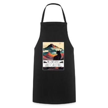 Cat Kitten Mountains Randonnée Escalade en plein air - Tablier de cuisine - noir - Devant - AI Model Male 185 dark (185cm)