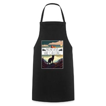 Cat Kitten Mountains Randonnée Escalade en plein air - Tablier de cuisine - noir - Devant - AI Model Male 185 dark (185cm)