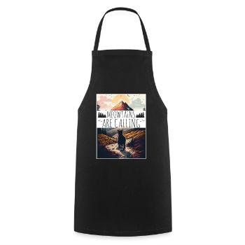 Cat Kitten Mountains Randonnée Escalade en plein air - Tablier de cuisine - noir - Devant - AI Model Male 185 dark (185cm)
